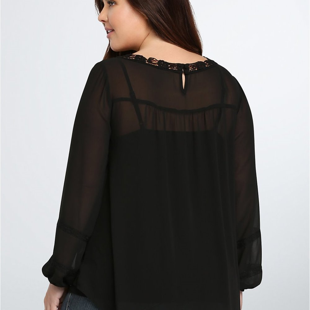 SOLD | Torrid | Pintuck Lace Trim Blouse - Picture 2 of 8